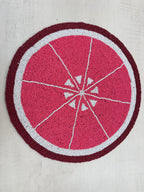 Crimson Citrus Beaded Round Mat