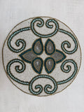 Opal Swirl Beaded Round Mat Teal & Gold