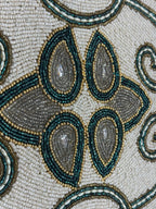 Opal Swirl Beaded Round Mat Teal & Gold