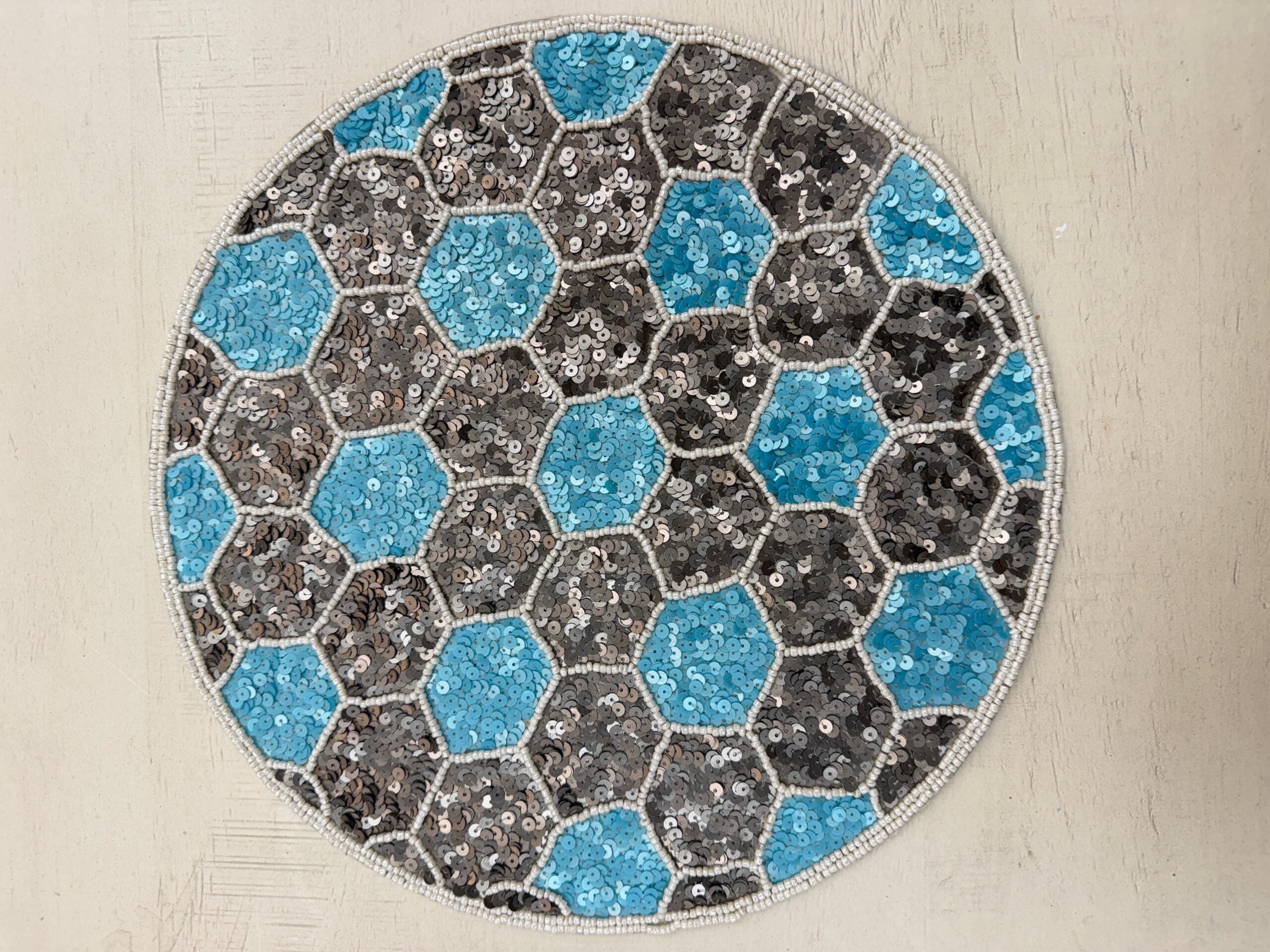 Glacia Diamond Beaded Round Mat