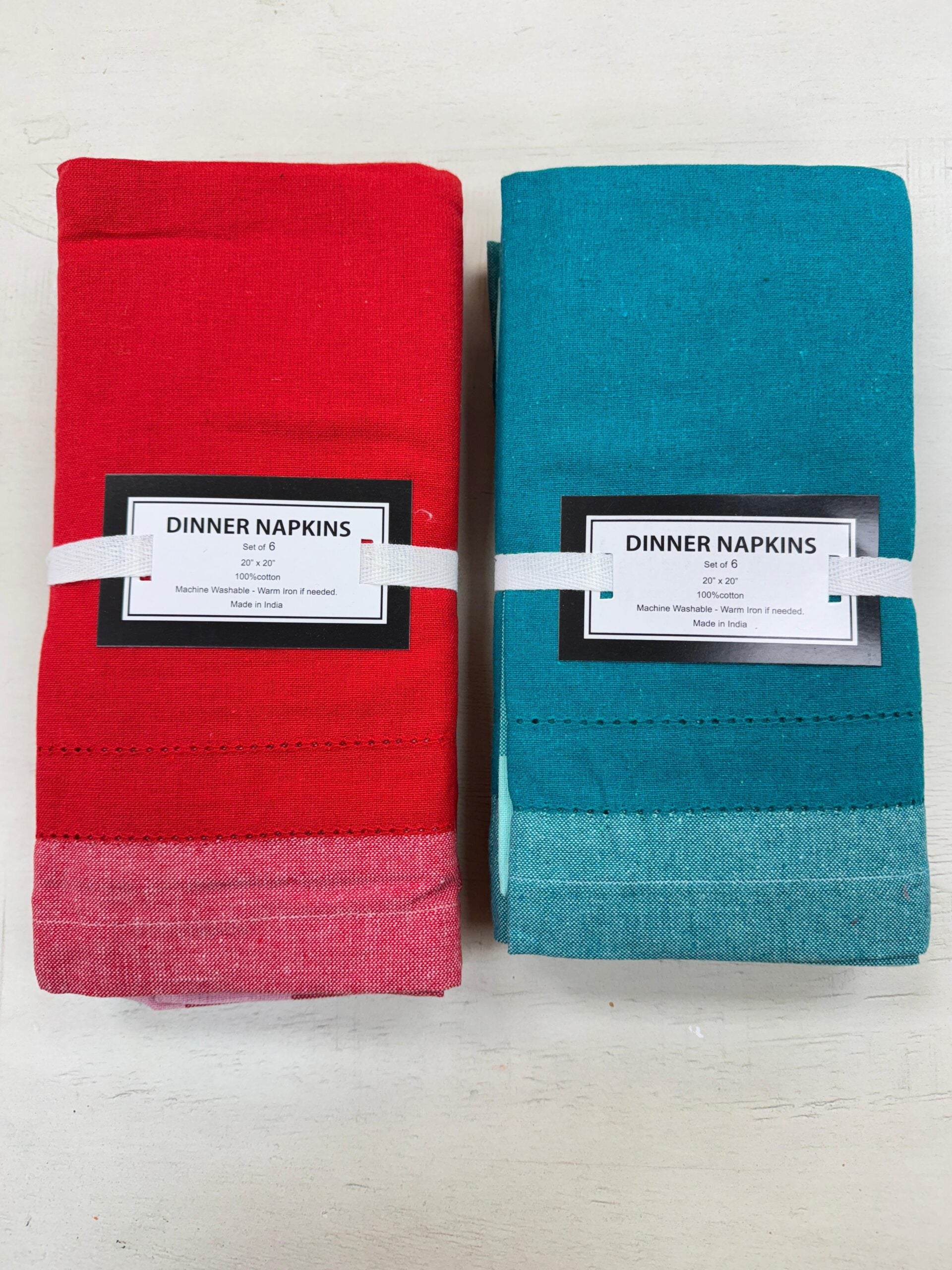 Classic Hemstitched Cotton Dinner Napkins Set of 6