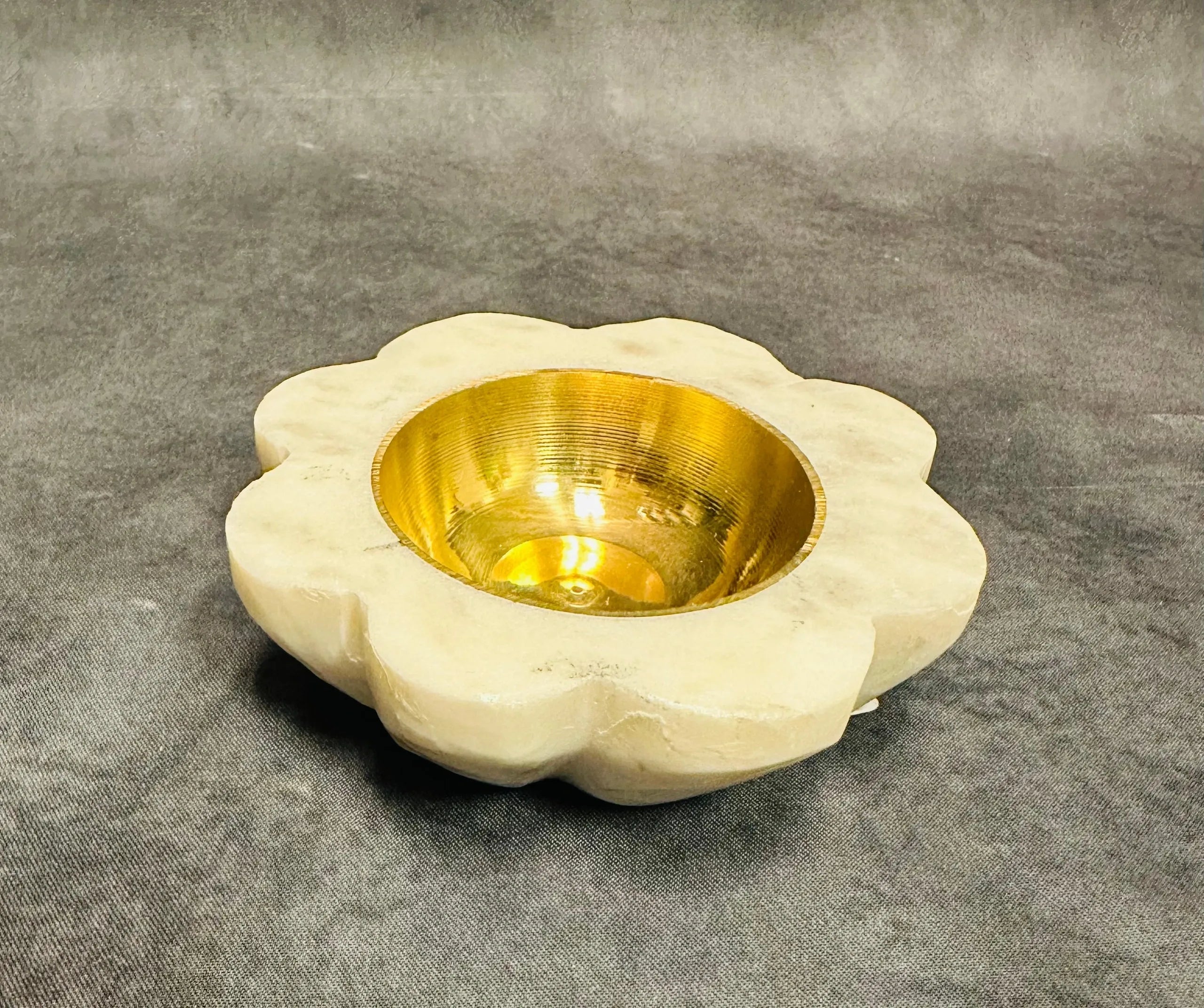 White Marble Flower Shape Diya