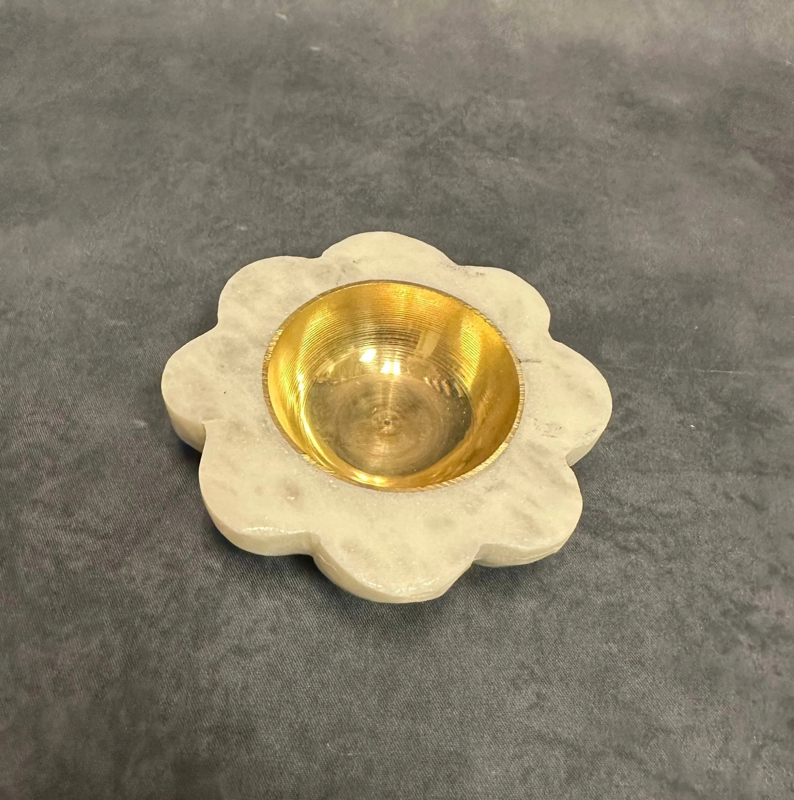 White Marble Flower Shape Diya