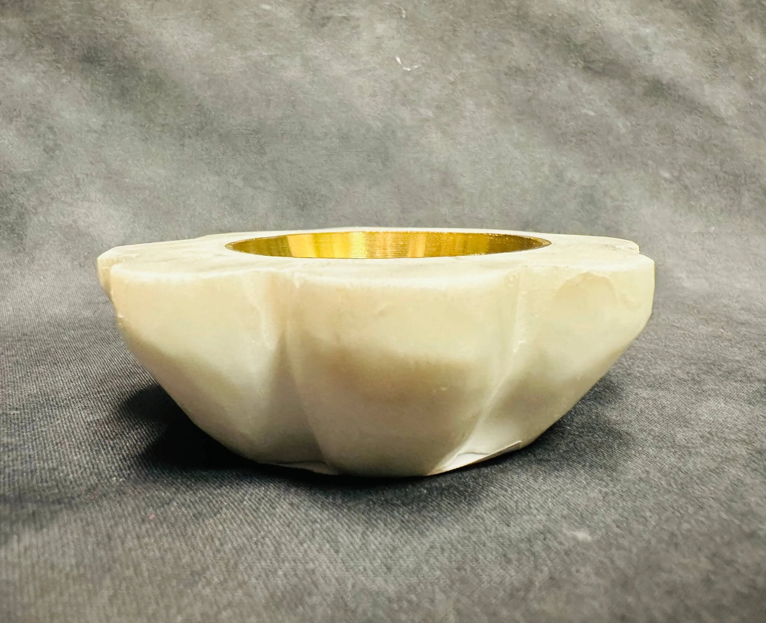 White Marble Flower Shape Diya