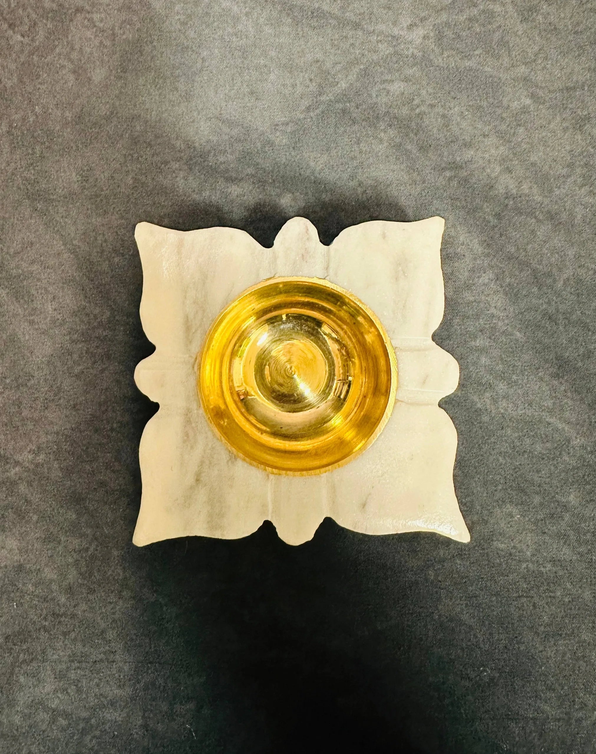 White Marble Square Shape Diya
