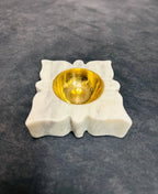 White Marble Square Shape Diya