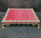 Wood Chowki With Mirror and Pearl Work