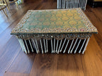 Wooden Chowki Stool With Pearl Hanging and Mirror