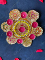 Multicolored Gota Fabric Rangoli Tea Light Holders