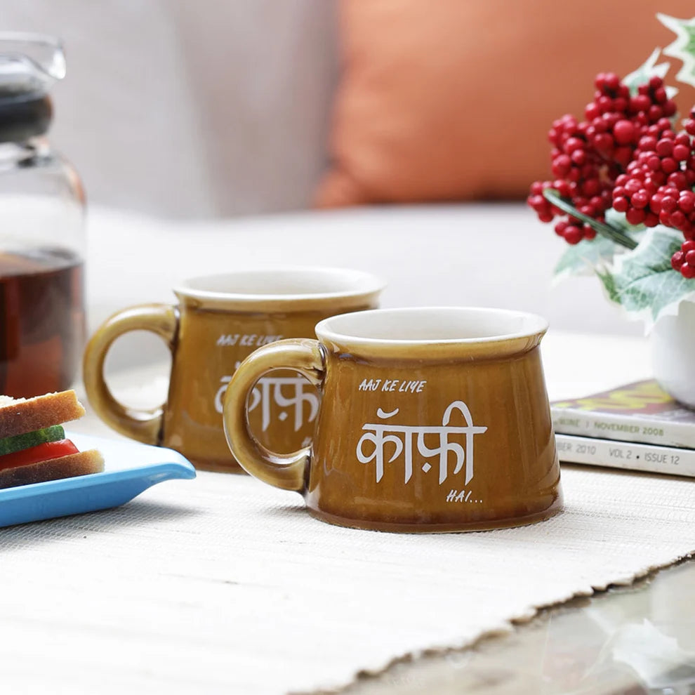 Aaj Ke Liye Coffee Hai Cups Set of 2