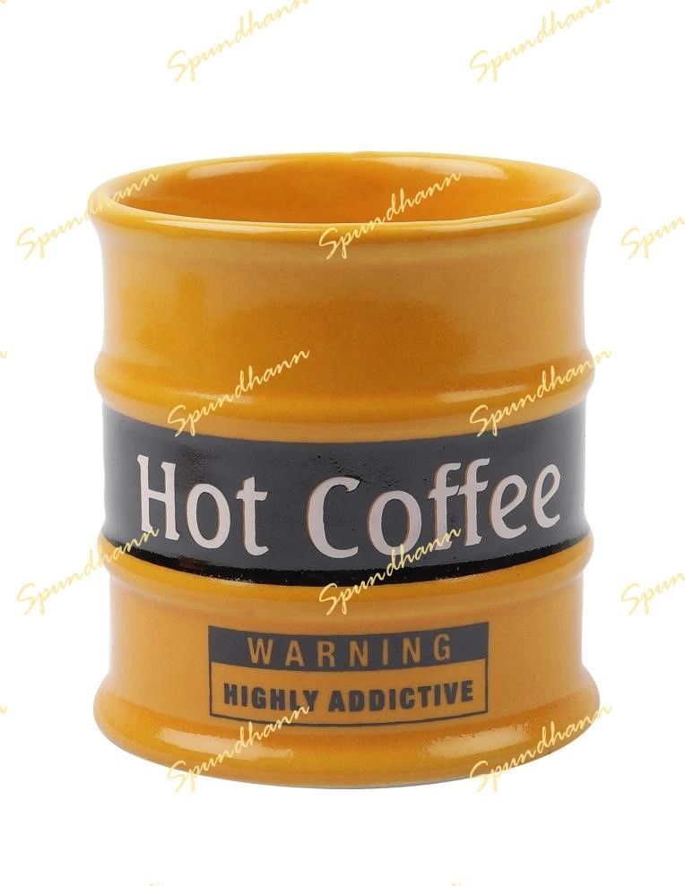 Barrel Style Yellow Hot Coffee Glass Set of 2