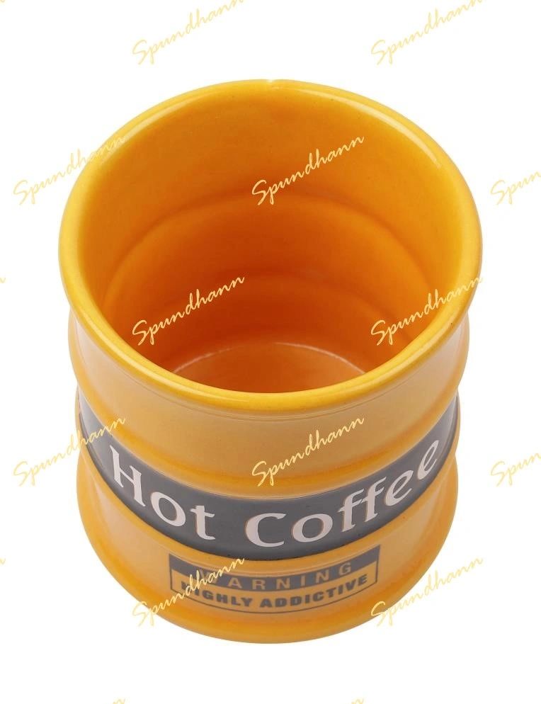Barrel Style Yellow Hot Coffee Glass Set of 2