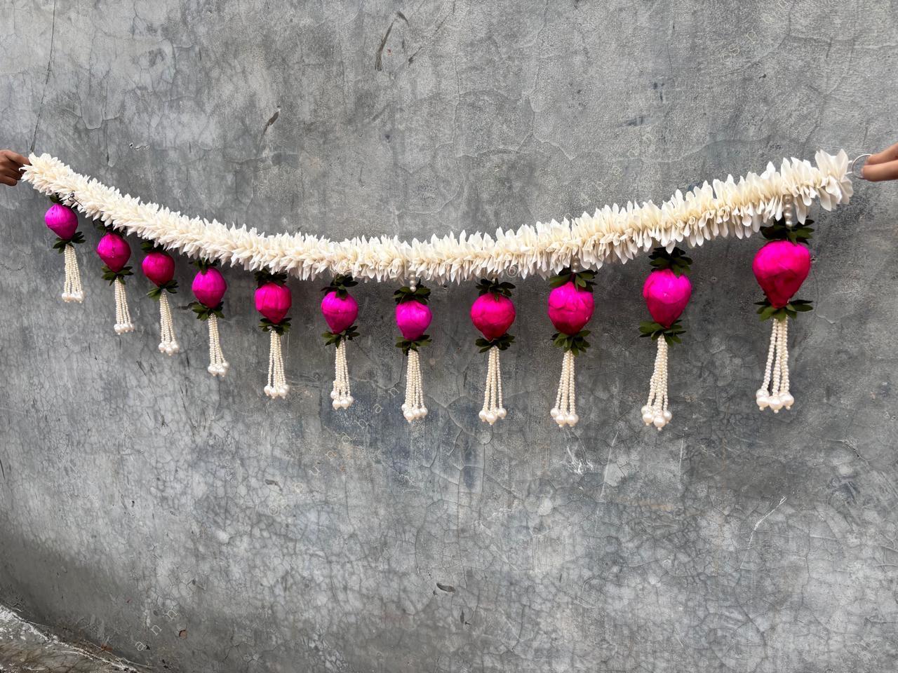 Chameli Lotus Toran with Pearl Danglers