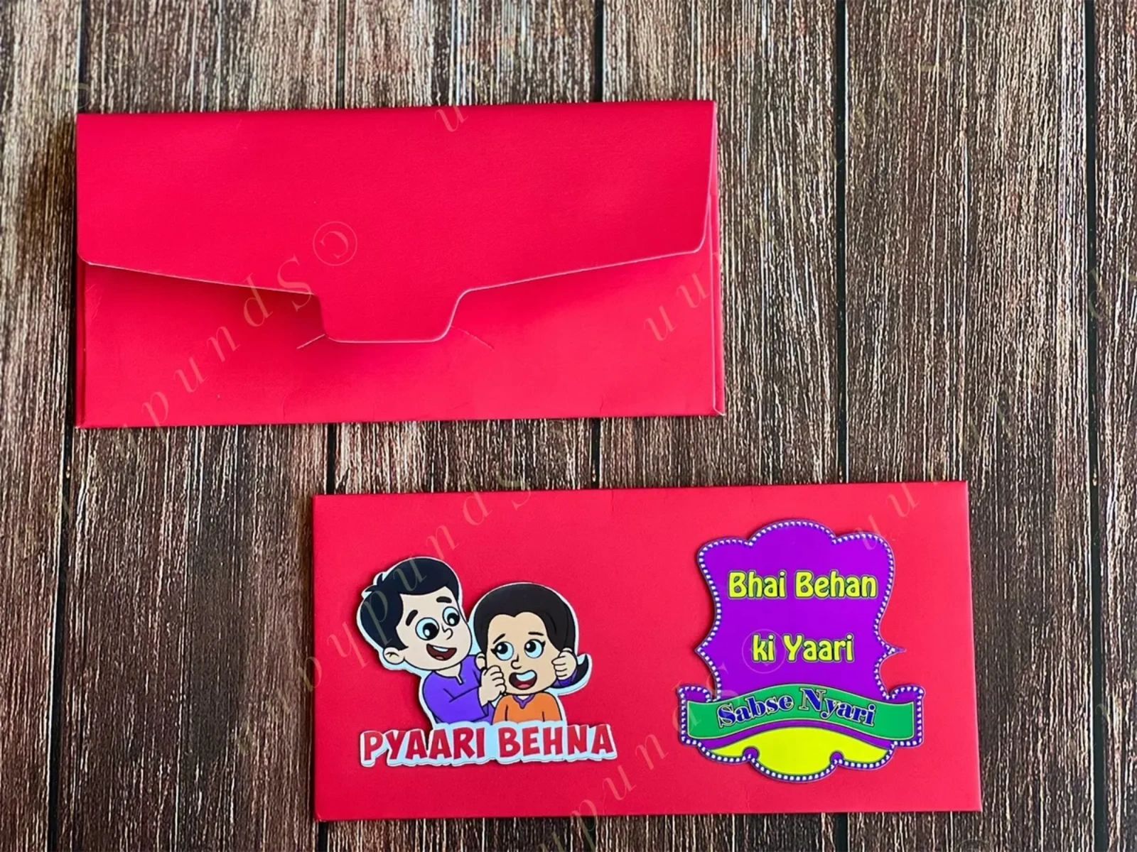 Rakhi Envelope in Red Color with Pyari Behena Writing