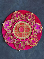 Pink Lotus with Pearls & Gota Decorative Tea Light Holder