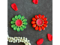 Red & Green Gemstone Studded Tea Light Holder