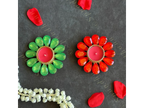 Red & Green Gemstone Studded Tea Light Holder