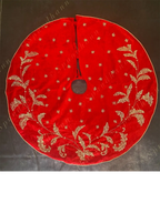 Embroidered Christmas Tree Skirt .