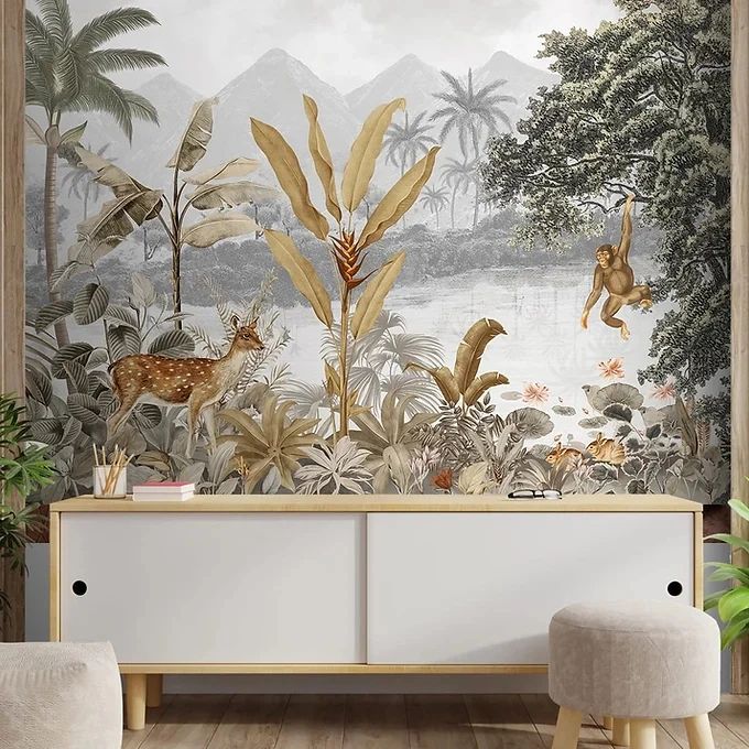 Life n Colors: Cheer, Jungle Theme Premium Wallpaper, Sepia Tone