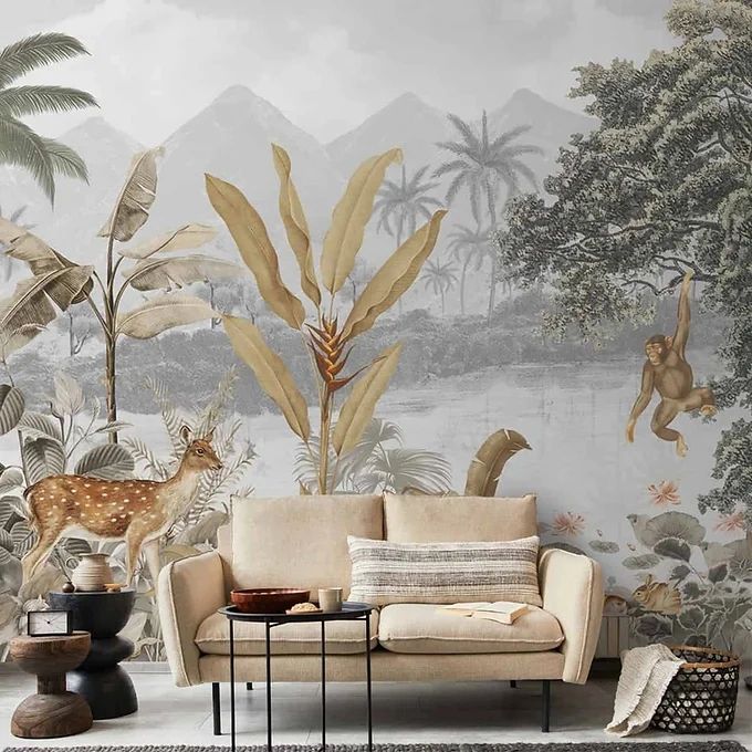 Life n Colors: Cheer, Jungle Theme Premium Wallpaper, Sepia Tone