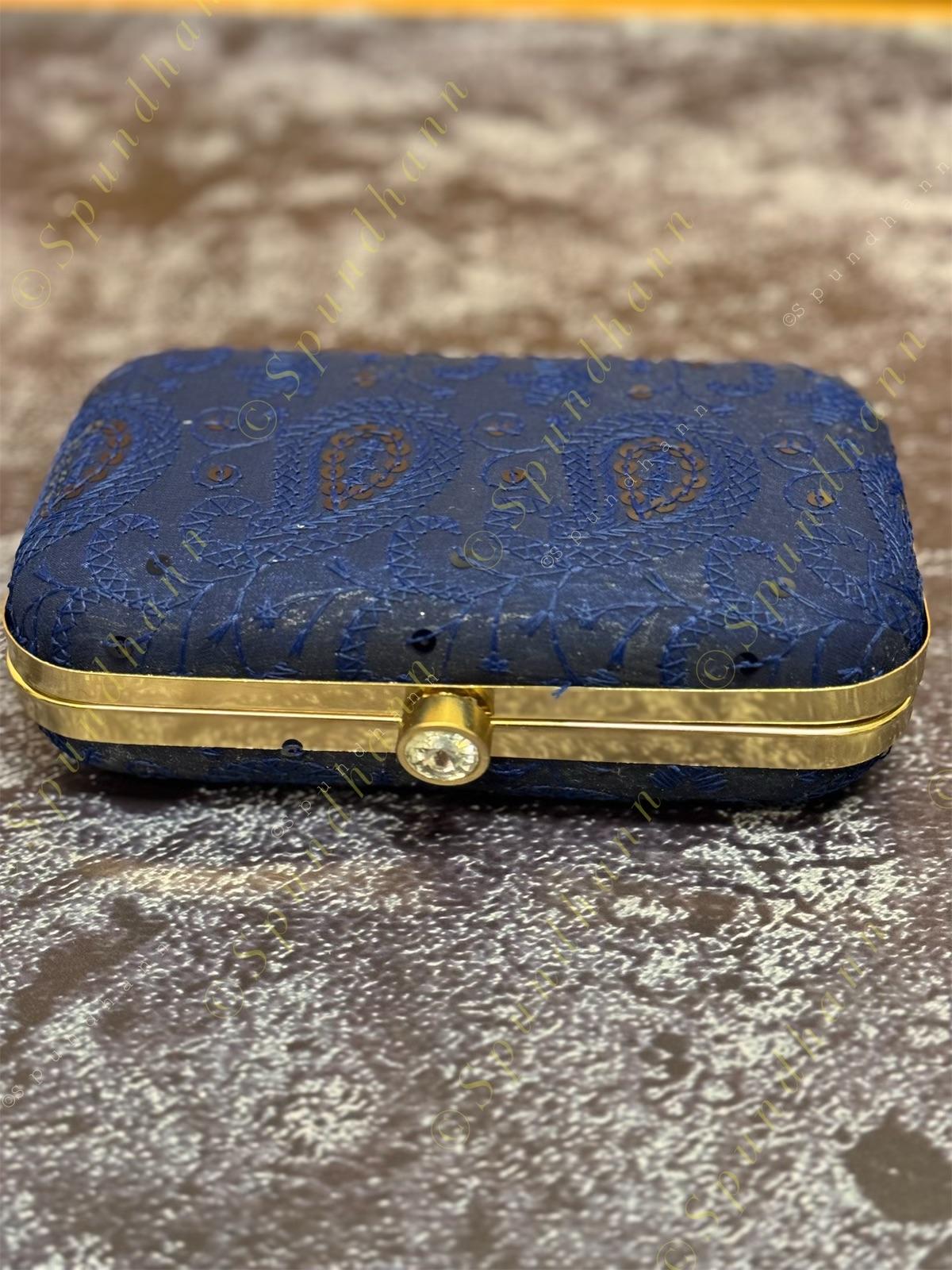 Pastel Color Embroidered Metal Box Purse