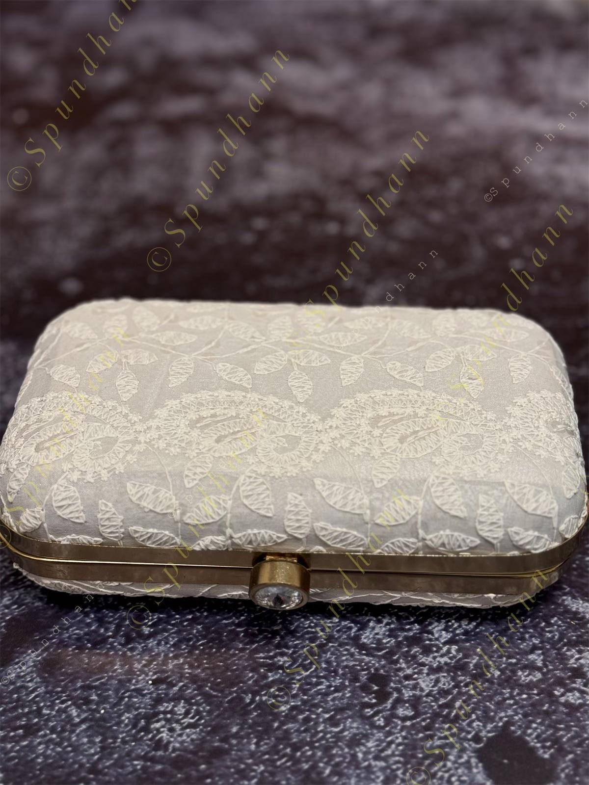 Pastel Color Embroidered Metal Box Purse