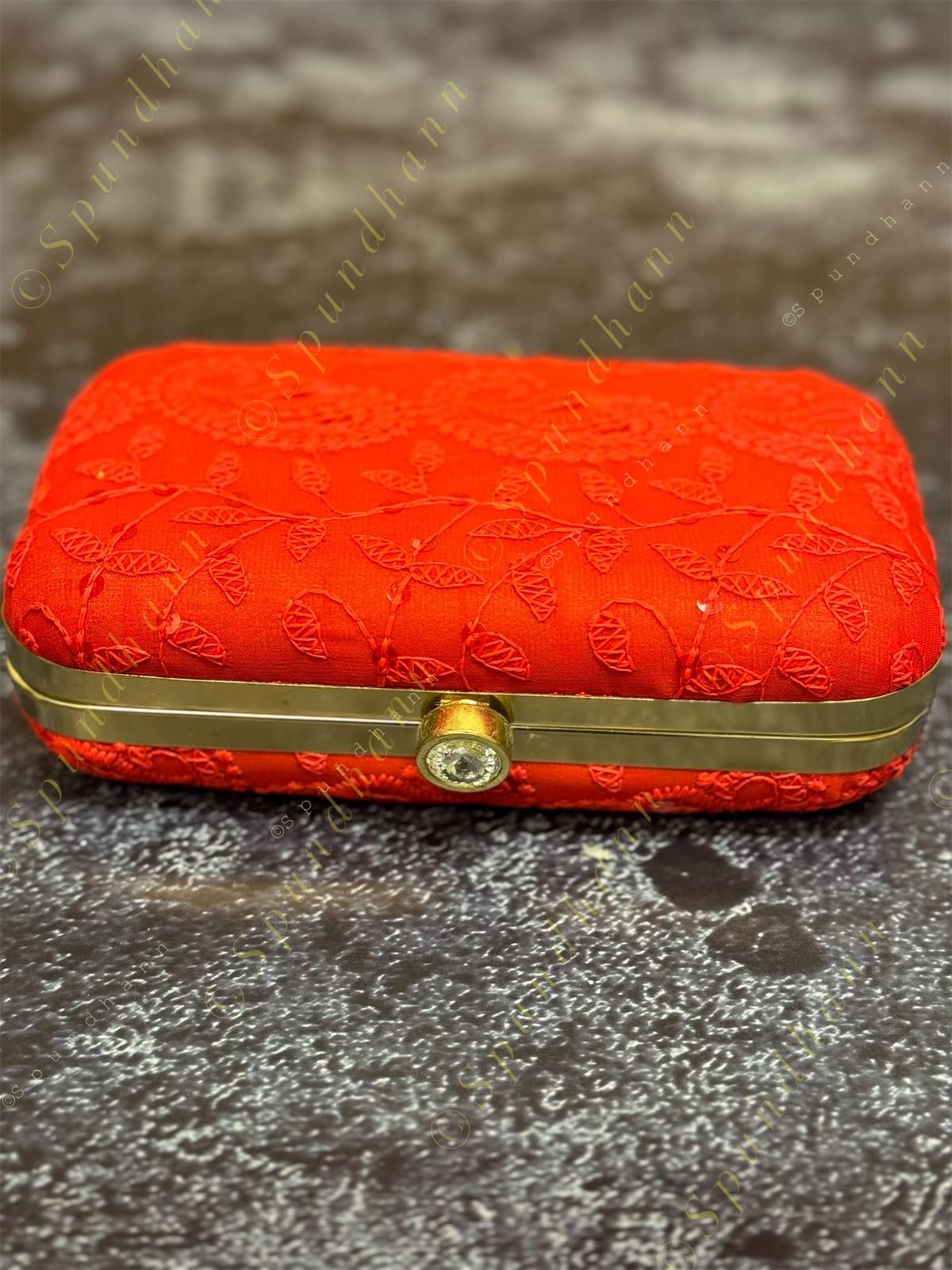 Pastel Color Embroidered Metal Box Purse
