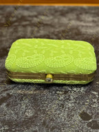 Pastel Color Embroidered Metal Box Purse
