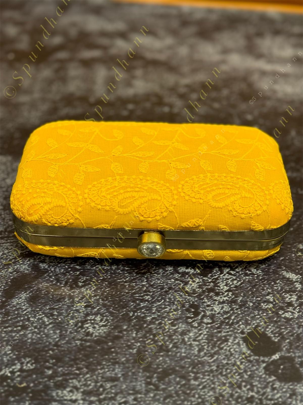 Pastel Color Embroidered Metal Box Purse
