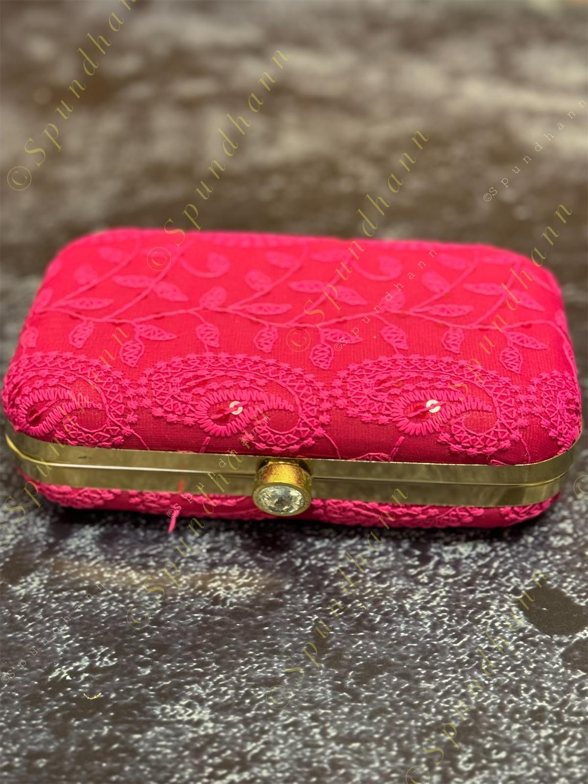 Pastel Color Embroidered Metal Box Purse