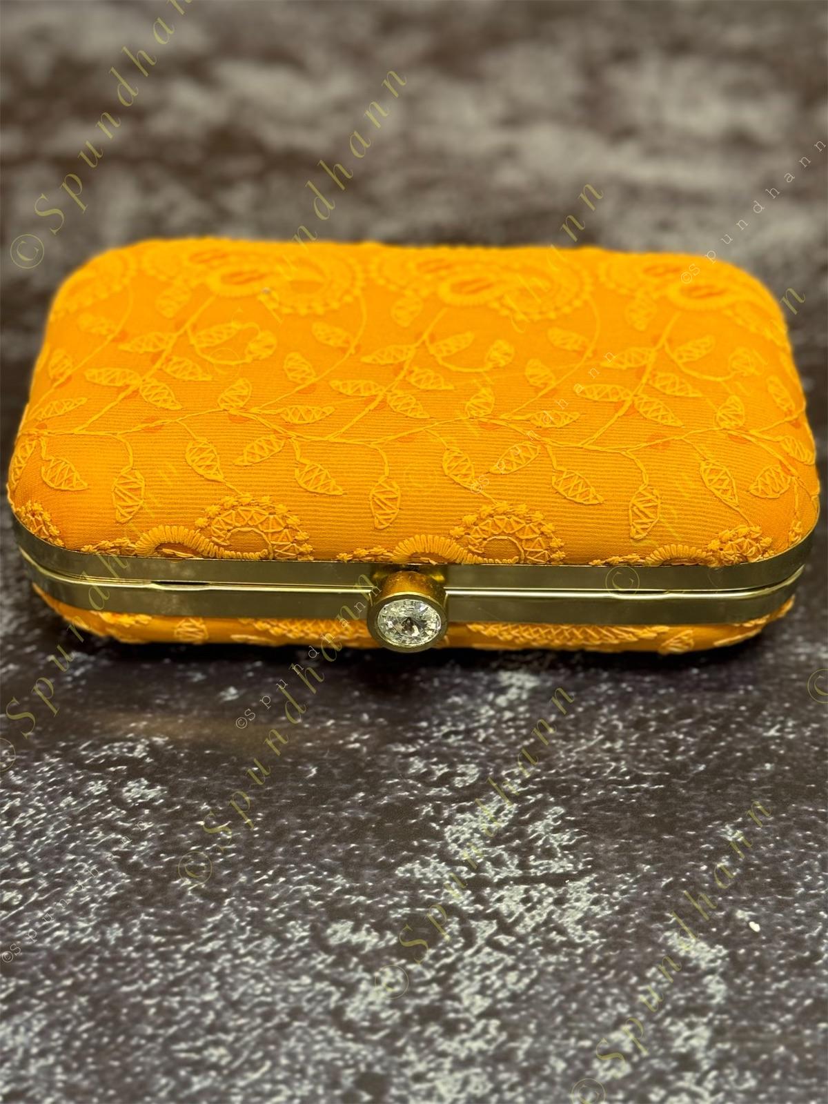 Pastel Color Embroidered Metal Box Purse