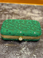 Pastel Color Embroidered Metal Box Purse