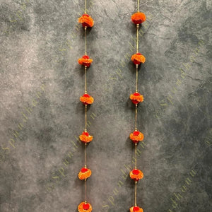 Marigold and Pom Pom Gotapatti String Dangler With Bell - Set of 2