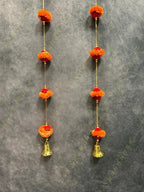Marigold and Pom Pom Gotapatti String Dangler With Bell - Set of 2
