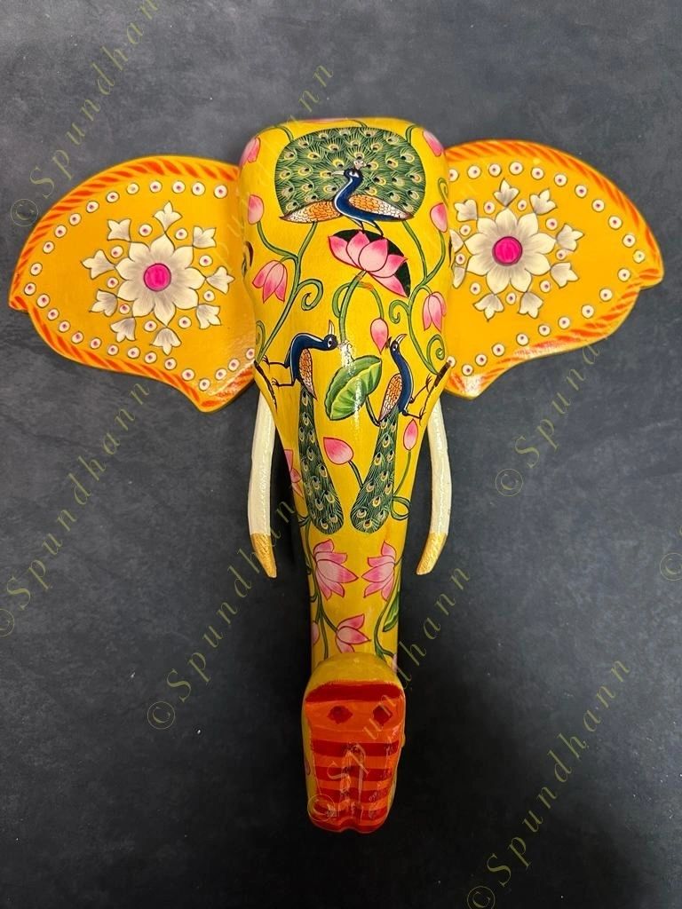 Wooden Elephant Head Wall Hanging #2