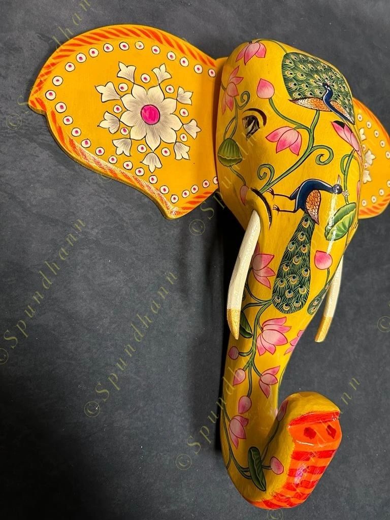 Wooden Elephant Head Wall Hanging #2