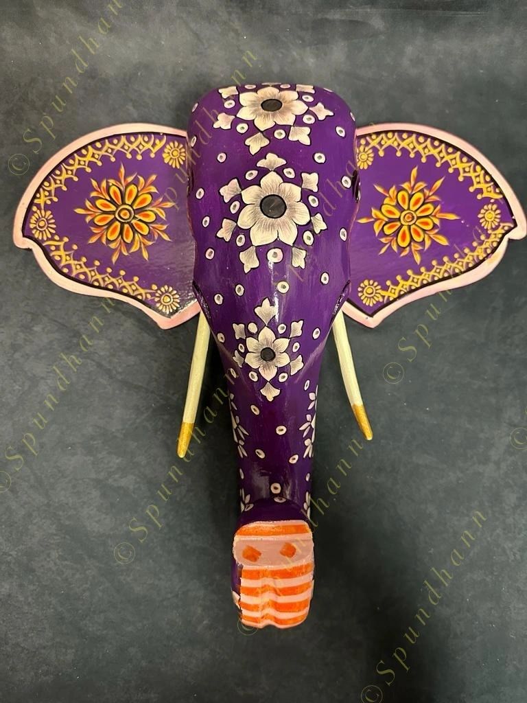 Wooden Elephant Head Wall Hanging #2