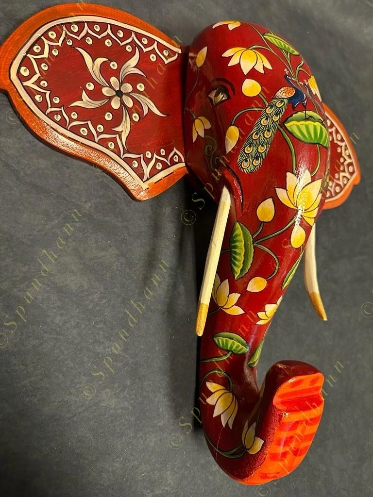 Wooden Elephant Head Wall Hanging #1