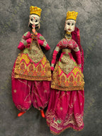 Ethnic Indian Full Length Rajasthani Kathputli Set of 2 (Puppet Dolls)