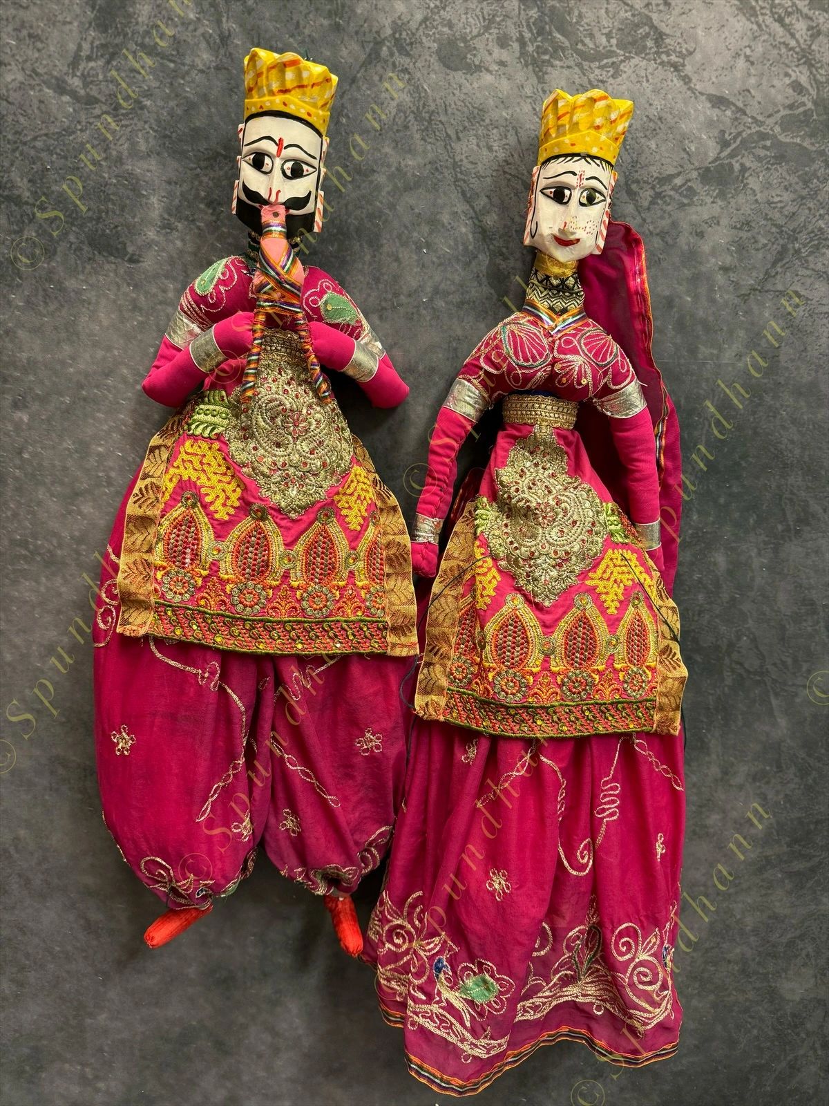 Ethnic Indian Full Length Rajasthani Kathputli Set of 2 (Puppet Dolls)