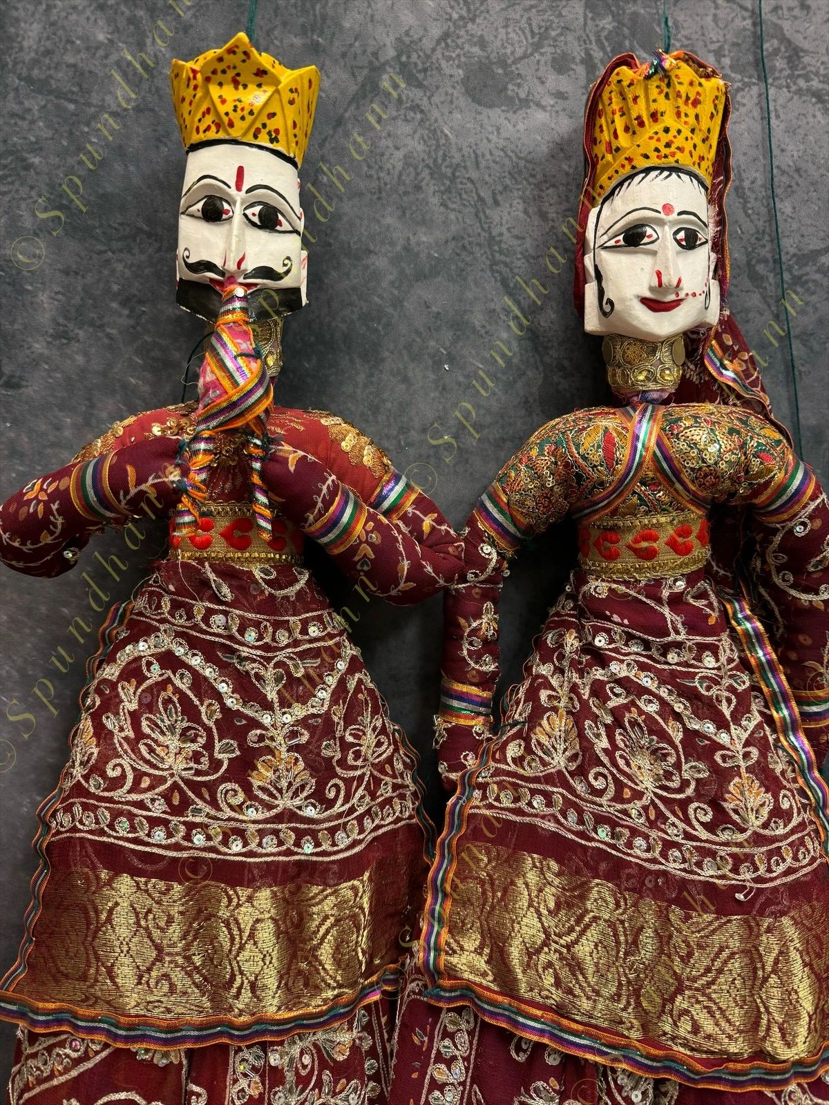 Ethnic Indian Full Length Rajasthani Kathputli Set of 2 (Puppet Dolls)