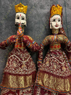 Ethnic Indian Full Length Rajasthani Kathputli Set of 2 (Puppet Dolls)