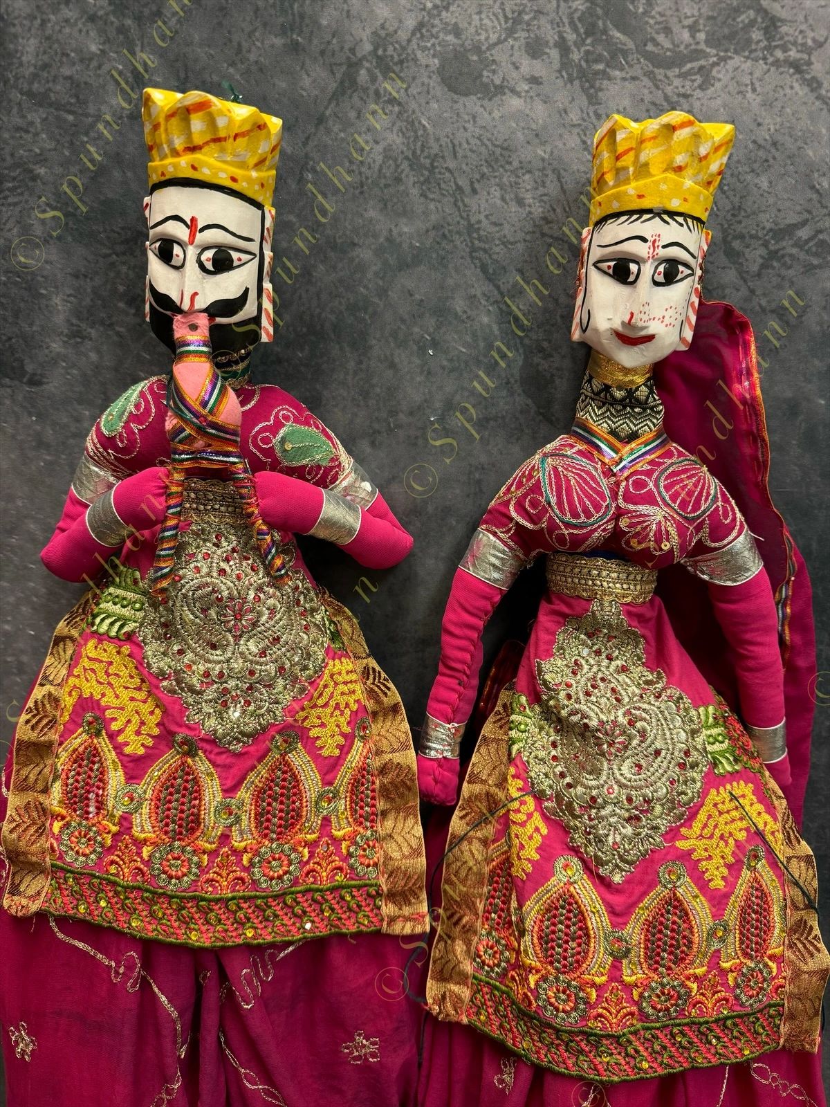 Ethnic Indian Full Length Rajasthani Kathputli Set of 2 (Puppet Dolls)