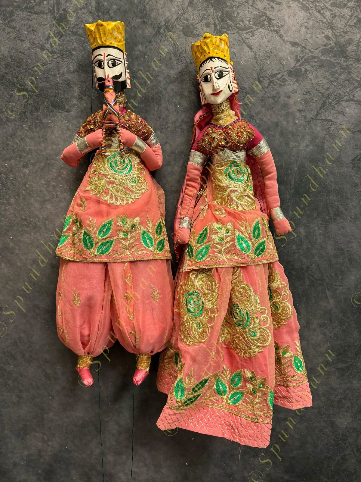 Ethnic Indian Full Length Rajasthani Kathputli Set of 2 (Puppet Dolls)