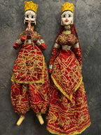 Ethnic Indian Full Length Rajasthani Kathputli Set of 2 (Puppet Dolls)