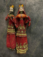 Ethnic Indian Full Length Rajasthani Kathputli Set of 2 (Puppet Dolls)