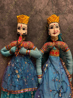 Ethnic Indian Full Length Rajasthani Kathputli Set of 2 (Puppet Dolls)
