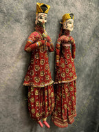 Ethnic Indian Full Length Rajasthani Kathputli Set of 2 (Puppet Dolls)