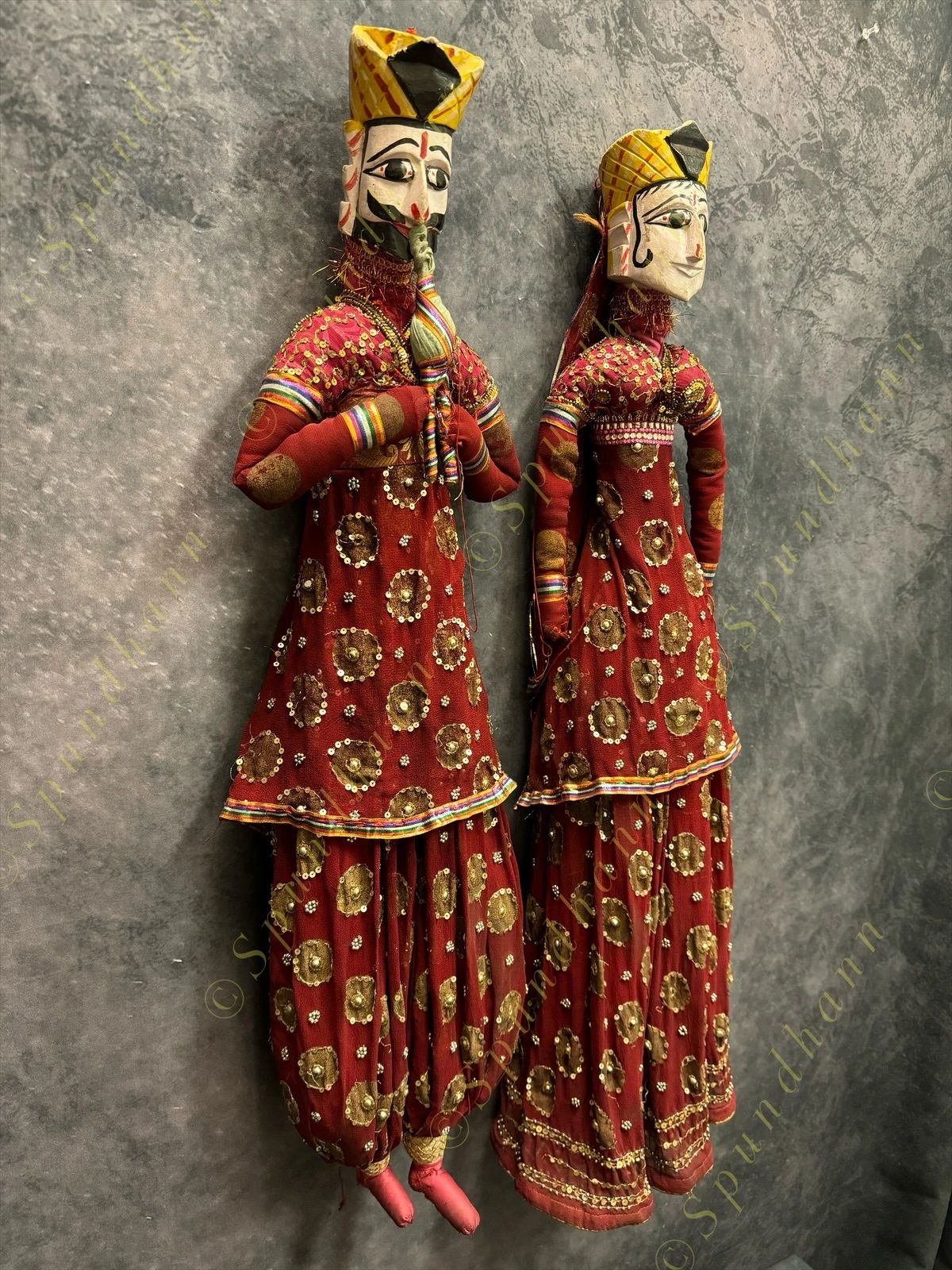 Ethnic Indian Full Length Rajasthani Kathputli Set of 2 (Puppet Dolls)