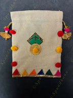 Jute Potli with pom pom and Kite with lining